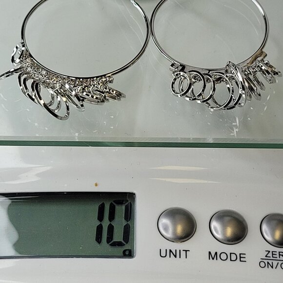 Silver Tone Hoops With Rings - Picture 11 of 14